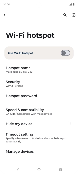 Press Hotspot password.