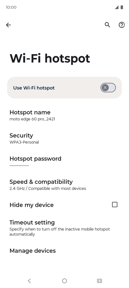 Press Hotspot password.