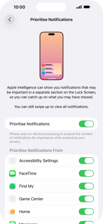 Press the indicator next to 