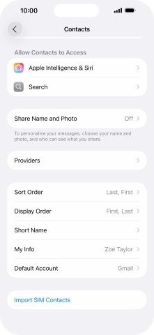 Press Import SIM Contacts.