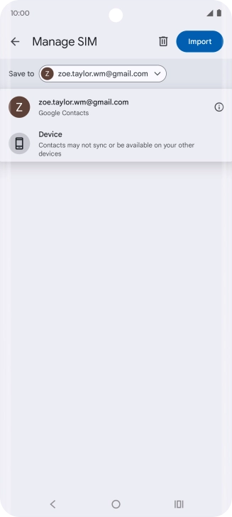 Press the required Google account.