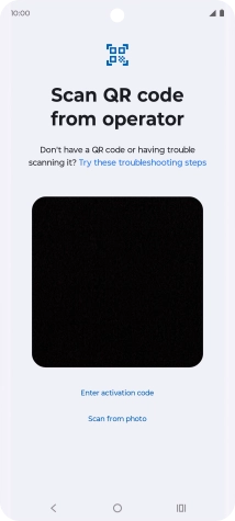 Place the QR code you've received inside the phone camera frame to scan the code. Your eSIM is transferred to your new phone over the internet.