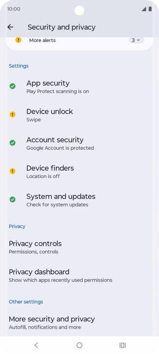 Press More security and privacy.
