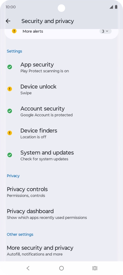 Press More security and privacy.
