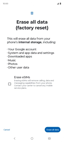 Press Erase all data.