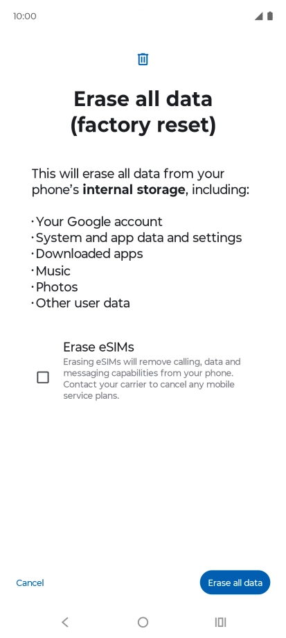 Press Erase all data.