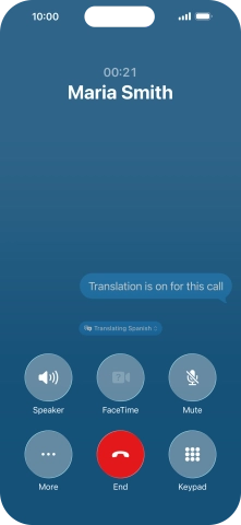 Press Translating ‹language› and follow the instructions on the screen to select language display or exit Live Translation.