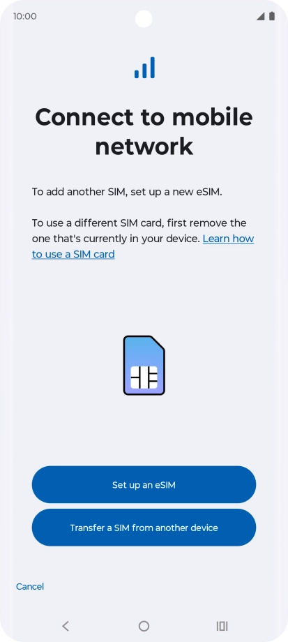 Press Set up an eSIM.