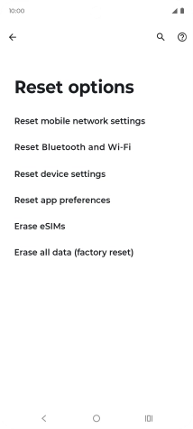 Press Erase all data (factory reset).