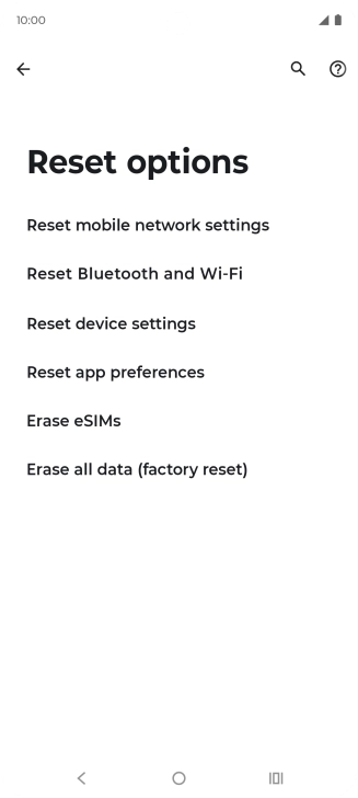 Press Erase all data (factory reset).