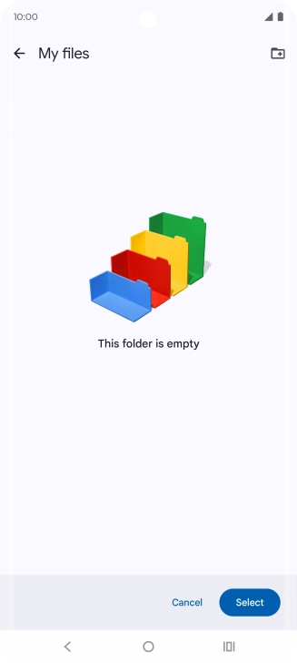 To create a new folder, press the new folder icon and follow the instructions on the screen to create a new folder.