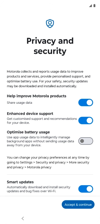 Press the indicators next to the required settings to select them.
