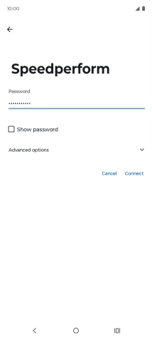 Key in the password for the Wi-Fi network and press Connect.