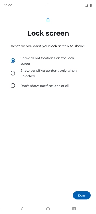 Press the required setting.