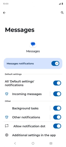 Press Incoming messages.