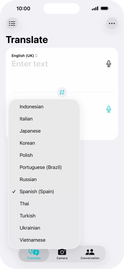 Press the required target language.