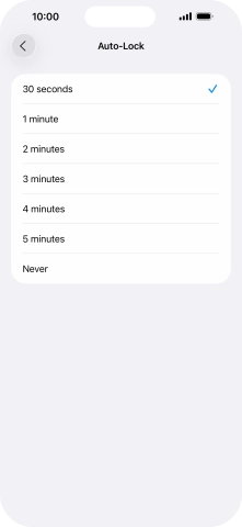 Press the required setting.