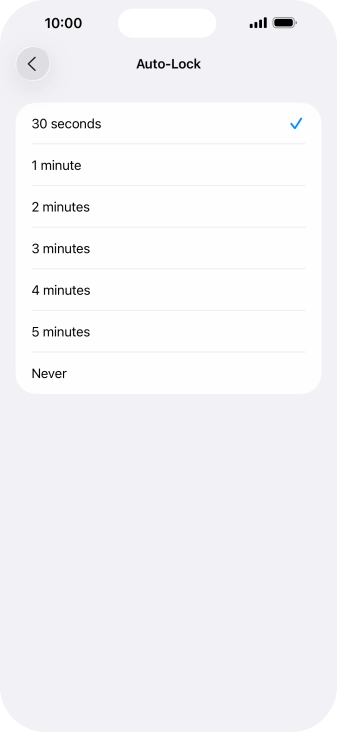 Press the required setting.