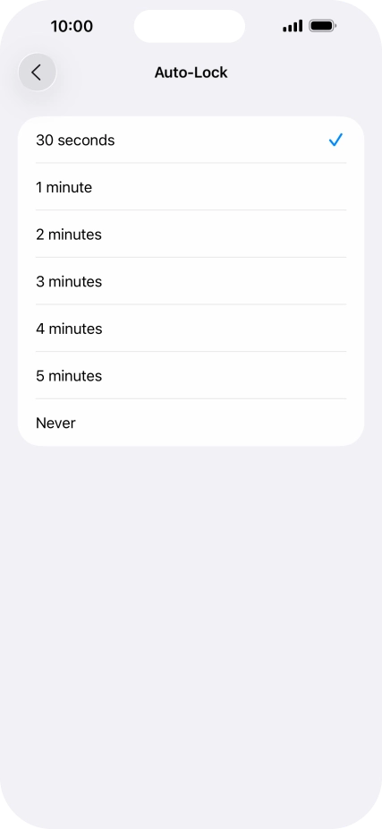 Press the required setting.