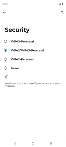 Press WPA3-Personal to password protect your Wi-Fi hotspot.