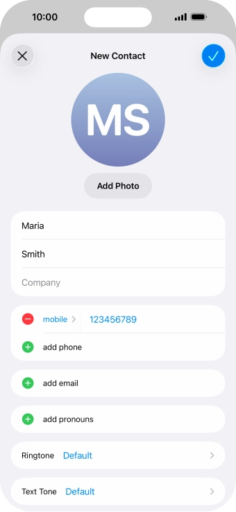 Press the confirm icon.