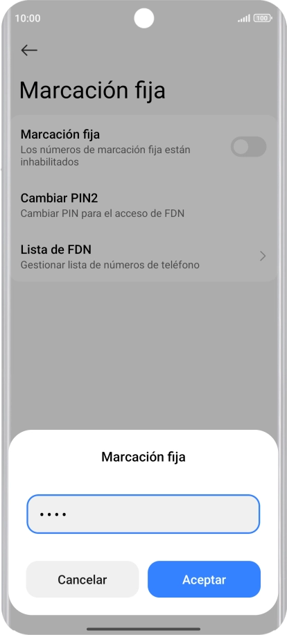 Introduce el código PIN2 y pulsa Aceptar.