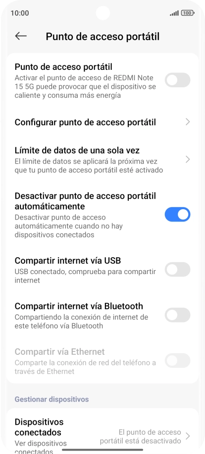 Pulsa Configurar punto de acceso portátil.
