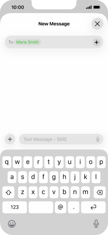 Press the text input field and write the text for your text message.