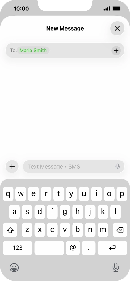 Press the text input field and write the text for your text message.