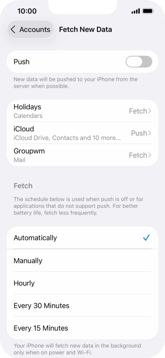 If you turn off the function, press the required setting.