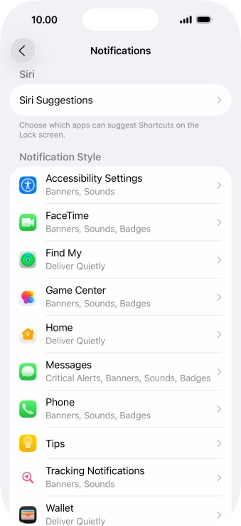 Press the required application.