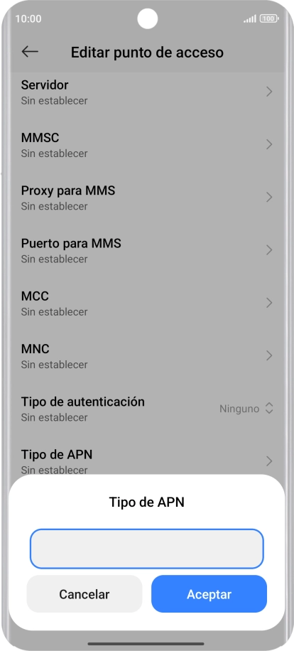 Introduce default y pulsa Aceptar.