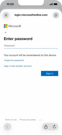 Press Password and key in the password for your email account.