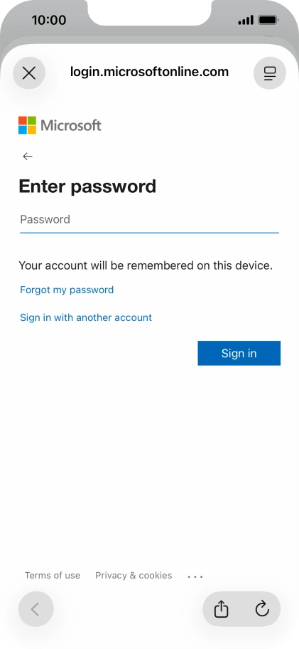 Press Password and key in the password for your email account.