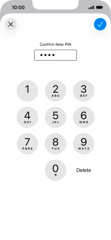 Key in the new PIN again and press the confirm icon.