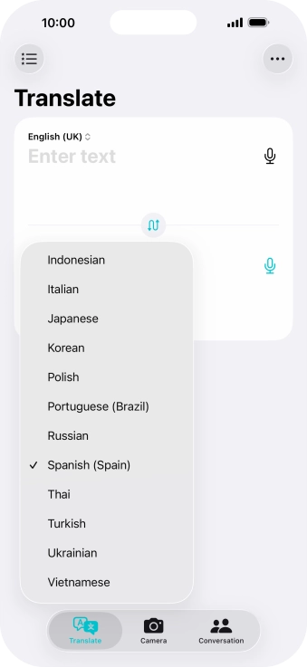 Press the required target language.