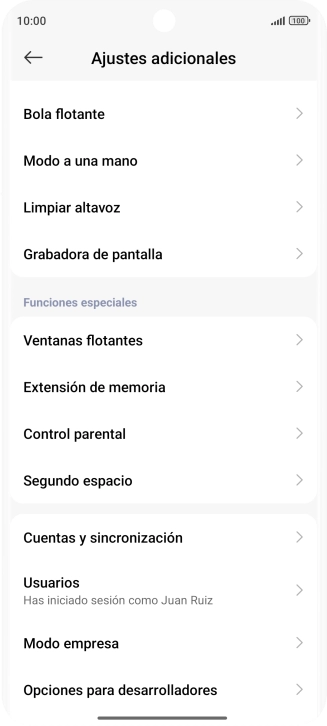 Pulsa Cuentas y sincronización.