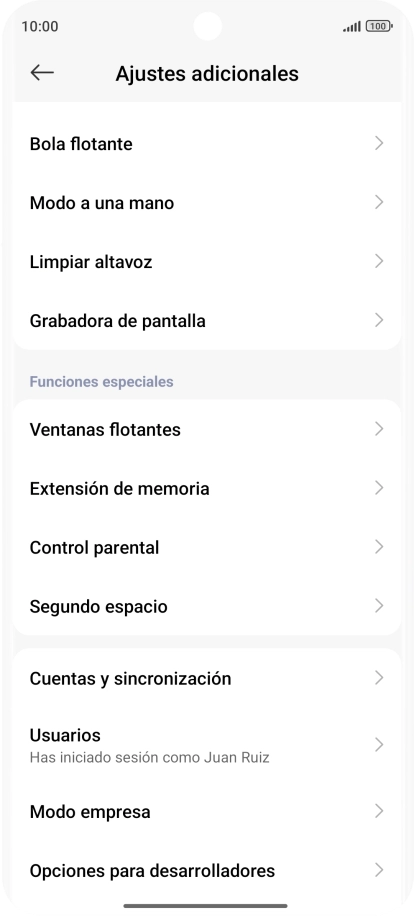 Pulsa Cuentas y sincronización.