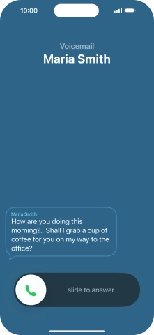 The call will be forwarded to your voicemail, and a transcription of the recorded message is displayed.