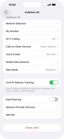 Press Delete eSIM and follow the instructions on the screen to delete your eSIM.