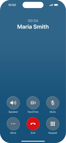Press the end call icon to end the call and return to the home screen.