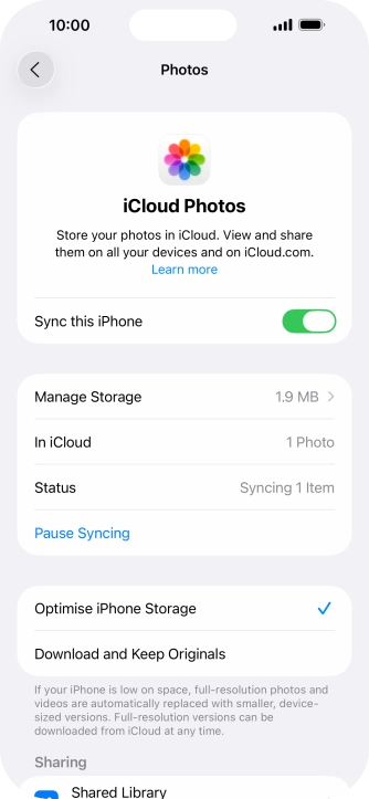 Press the indicator next to 