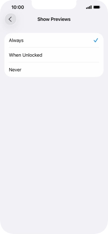 To select notification preview on the lock screen, press Always.