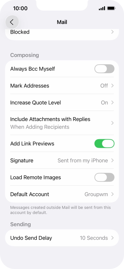 Press Default Account.