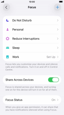 Press the required focus mode.