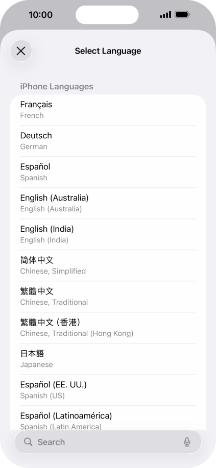 Press the required language.