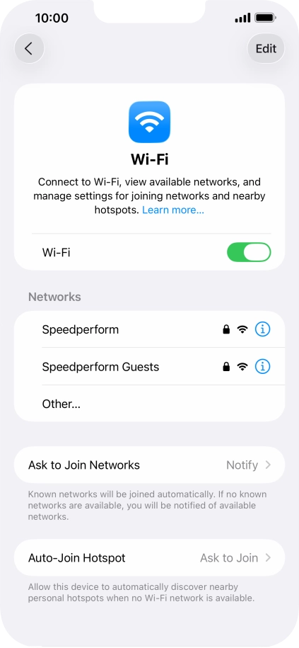 Press the required Wi-Fi network and key in the password for the Wi-Fi network.