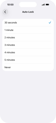 Press the required setting.