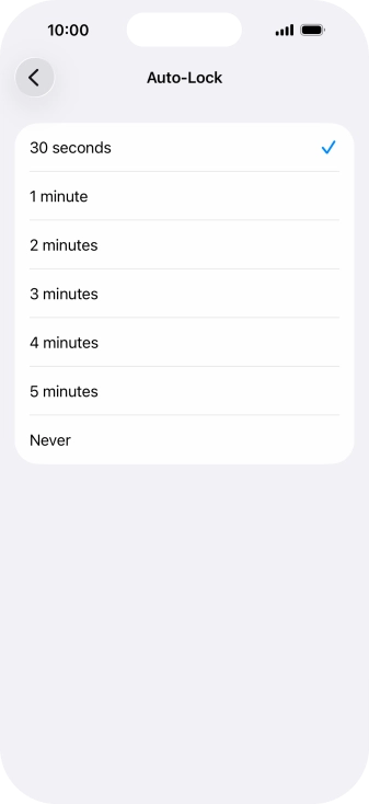 Press the required setting.