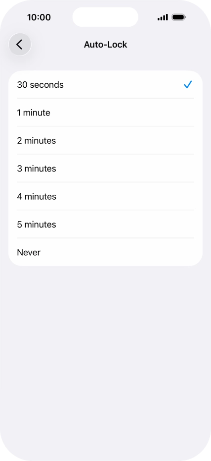 Press the required setting.